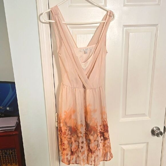 LC Lauren Conrad Orange A-line Mini Dress with V-neck for Cocktail - Picture 1 of 6
